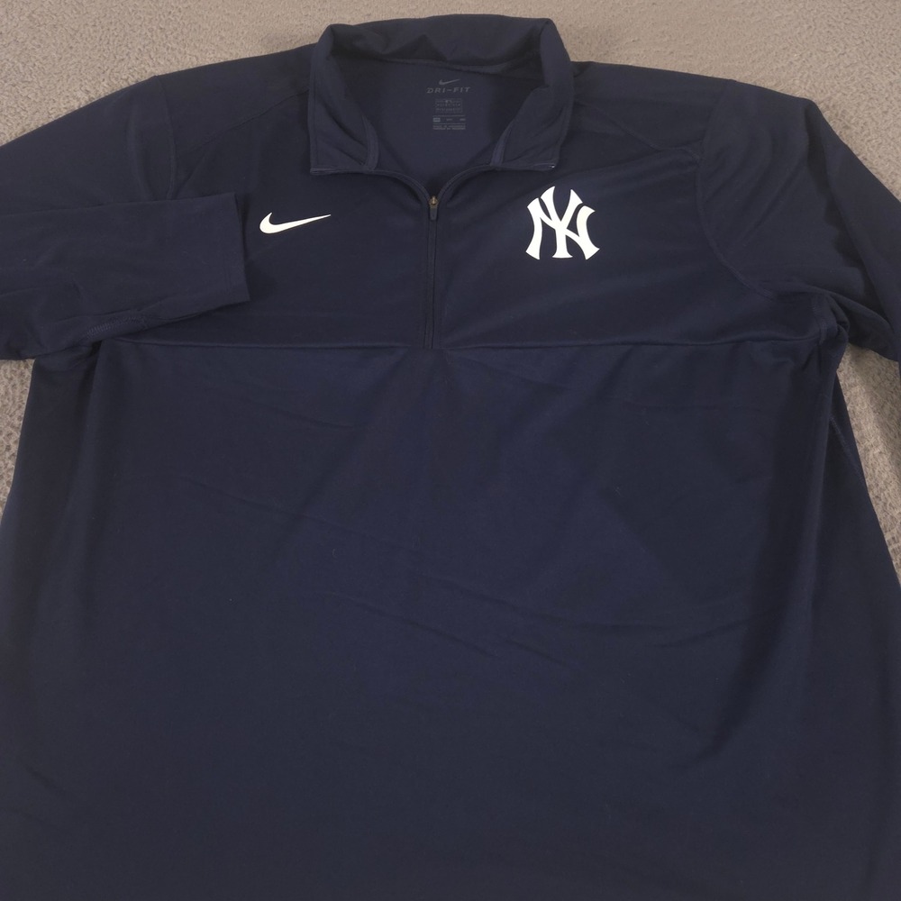 Nike Jacket Mens 3XL Navy New York Yankees 1/2 Zip Dri-FIT Pullover MLB Logo